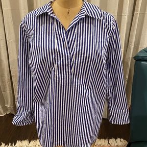 Talbots Blue White Striped Tunic 2X 18 20